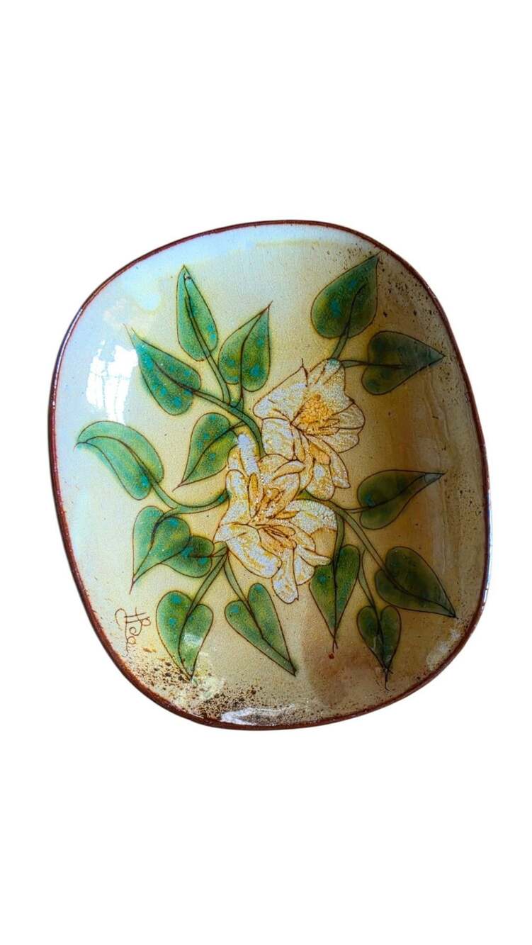 Chelsea Pottery Hand Made Dish Floral Yellow Flowers
